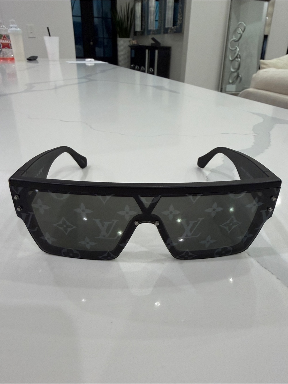 Louis Vuitton Black Monogram Shield Sunglasses - Gray Lenses